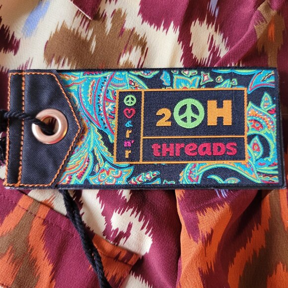 NWT 2OH Threads Two Old Hippies 100% Silk, Long Sleeve Button Front Shirt, M, - Picture 4 of 6